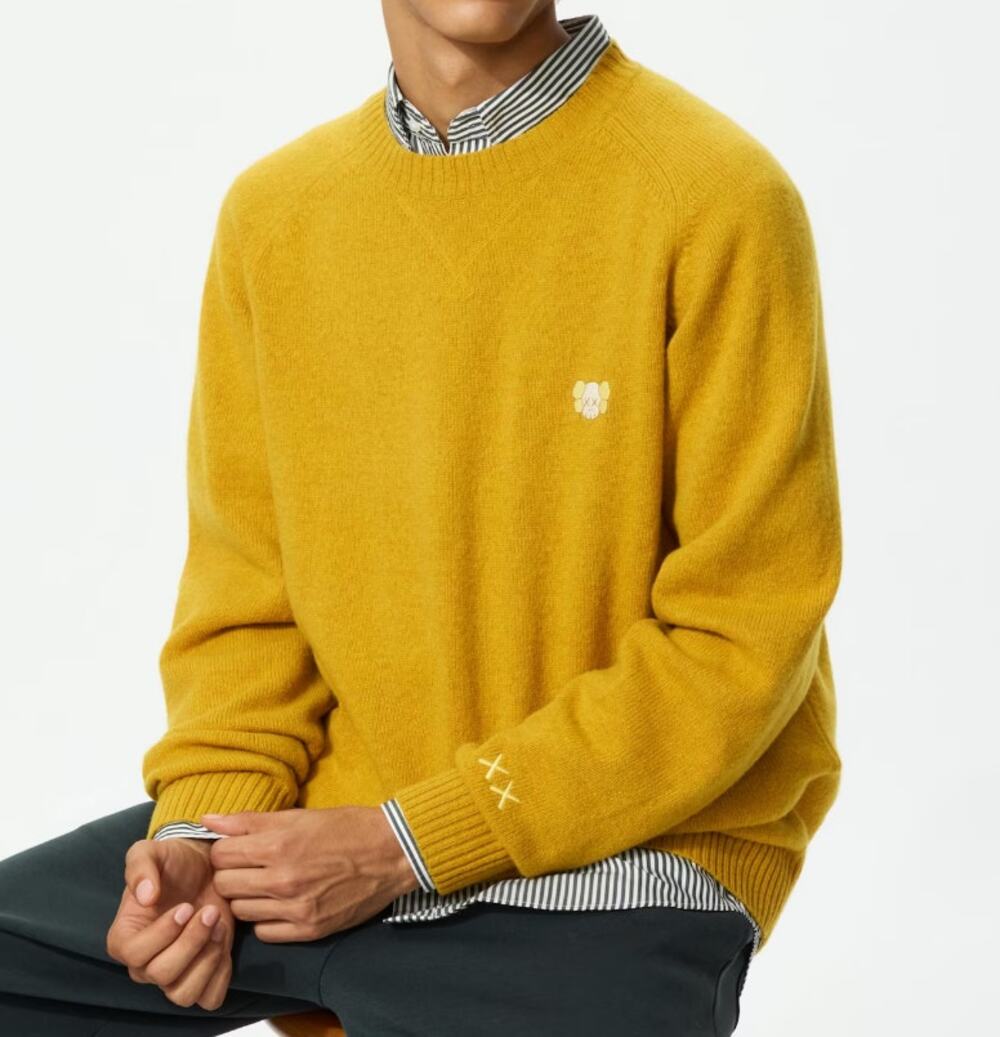 Uniqlo KAWS WINTER Lambswool Sweater in Yellow